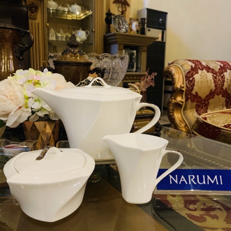 Tea Pot Set / Narumi /  Sugar / Creamer / Sea Platinum / Mewah dan Cantik