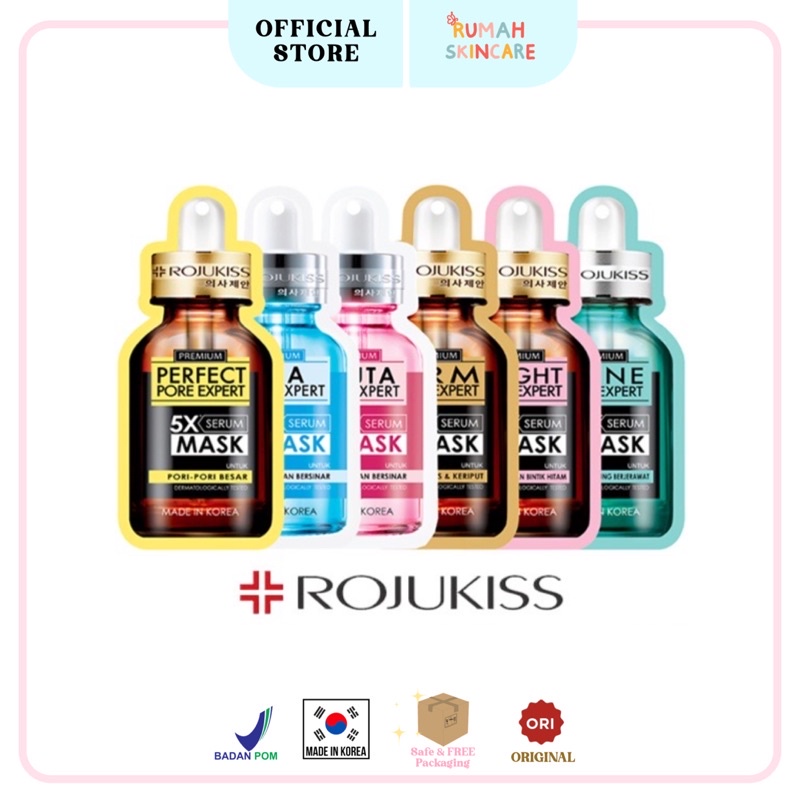 ROJUKISS Premium Expert 5X Serum Mask - 25 ml - BPOM - Gluta pore expert , Perfect Pore Expert, HYA pore Expert, Bright Pore Expert, Acne Pore Expert, Firm Pore Expert