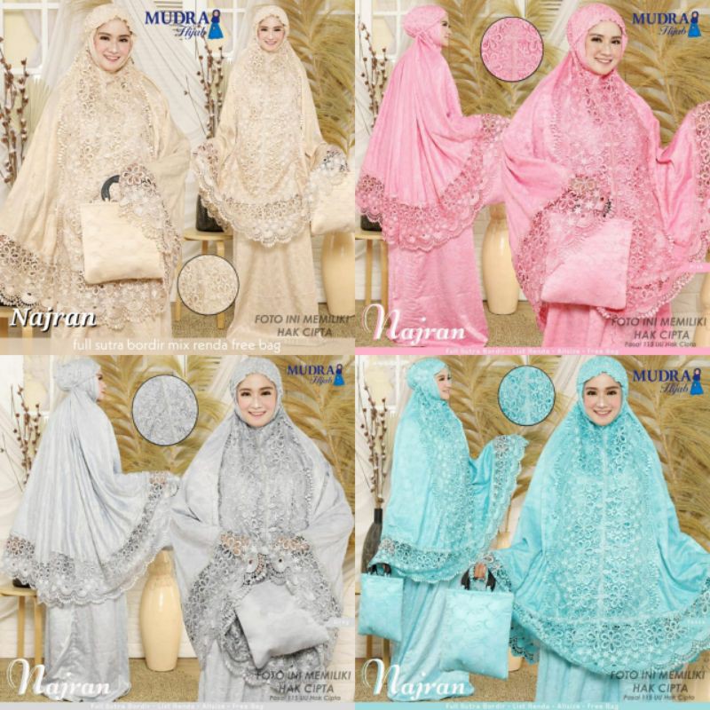 Mukena Najran FREE TAS / Mukena Dewasa Renda/ Mukena Renda Terbaru / Mukena Sutra / Mukena Prada