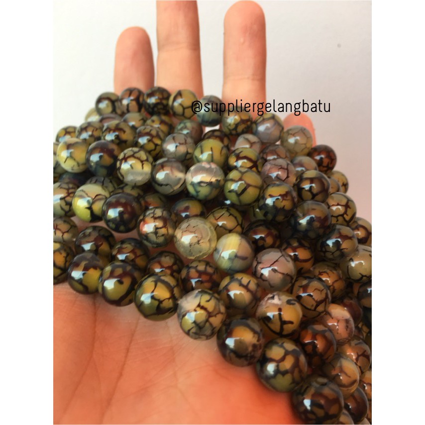 bahan yellow rhodolite dalmantion corak natural akik 10mm kuning serat aksesoris fashion kerajinan