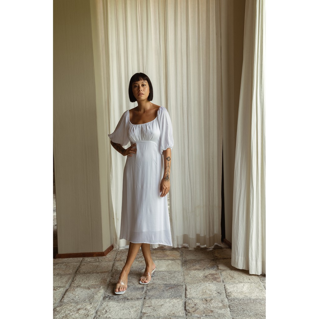 EESOME Maya Dress Off White, Black / Summer Dress Wanita / Sabrina Dress / Dress Pantai Wanita