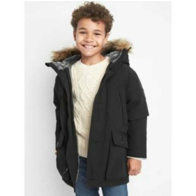 Gap Kids Faux Fur Down Parka Black