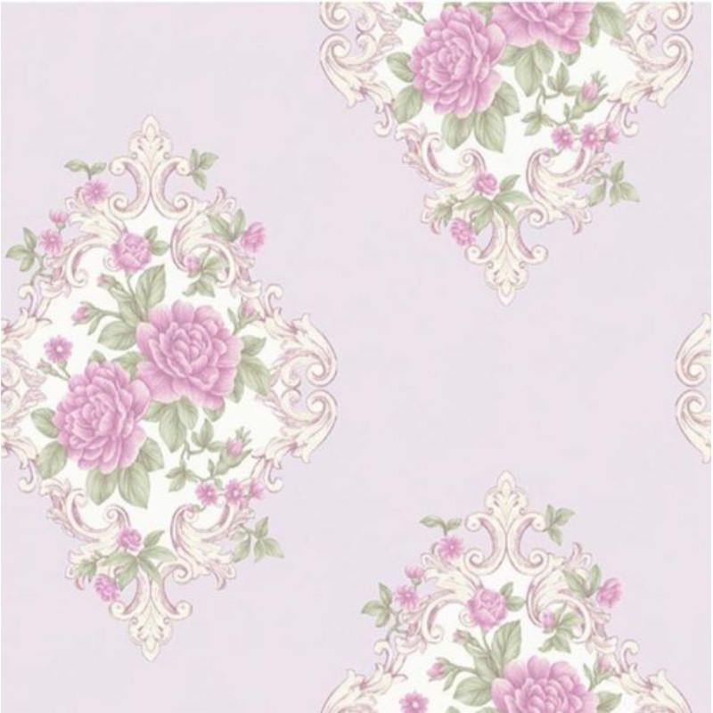walpaper dinding vinyl motif bunga mawar ungu