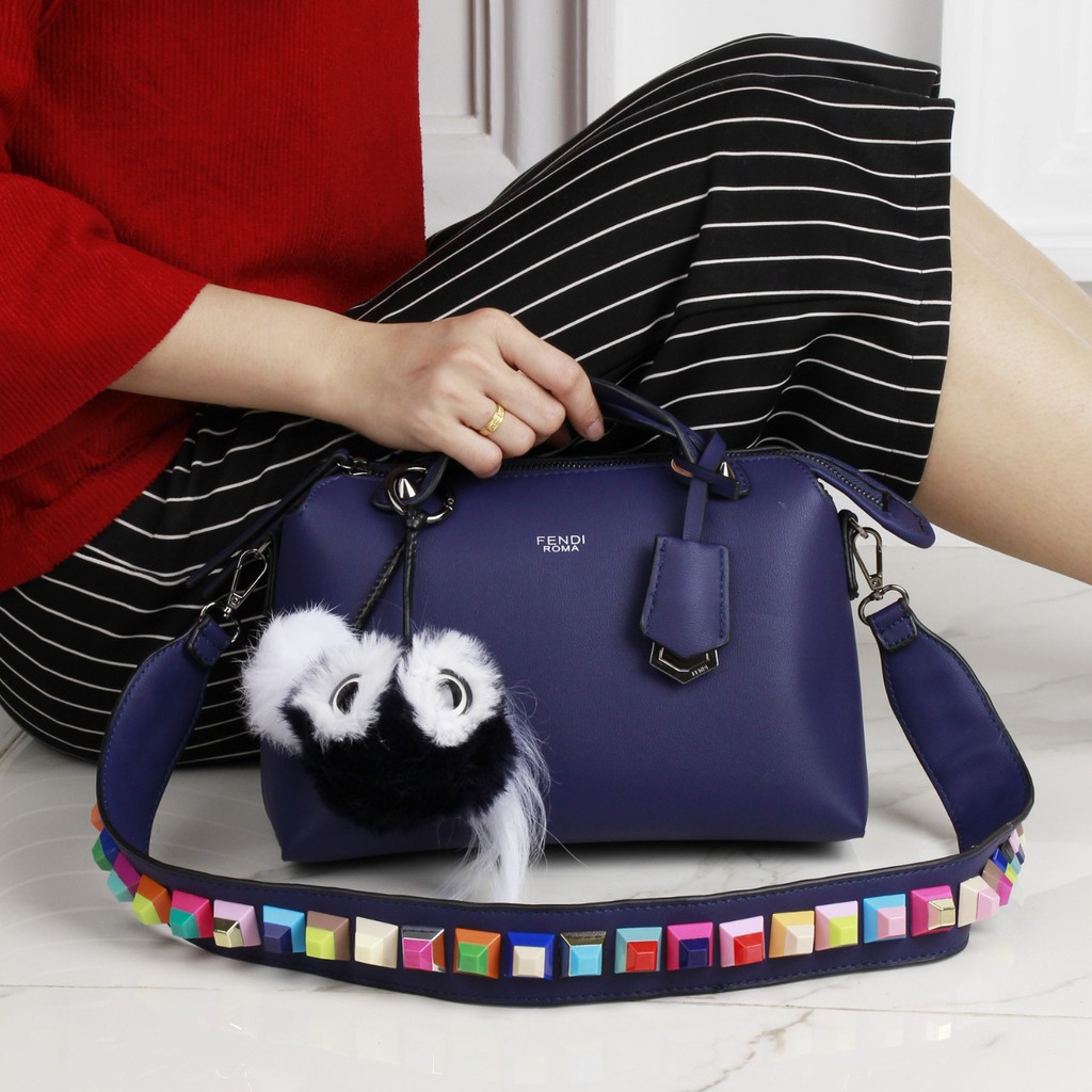 Tas #F1420 VO Fendi ByTheWay Boston include BOX with MultiColour Strap You & Owl Charm SEMI PLATINUM