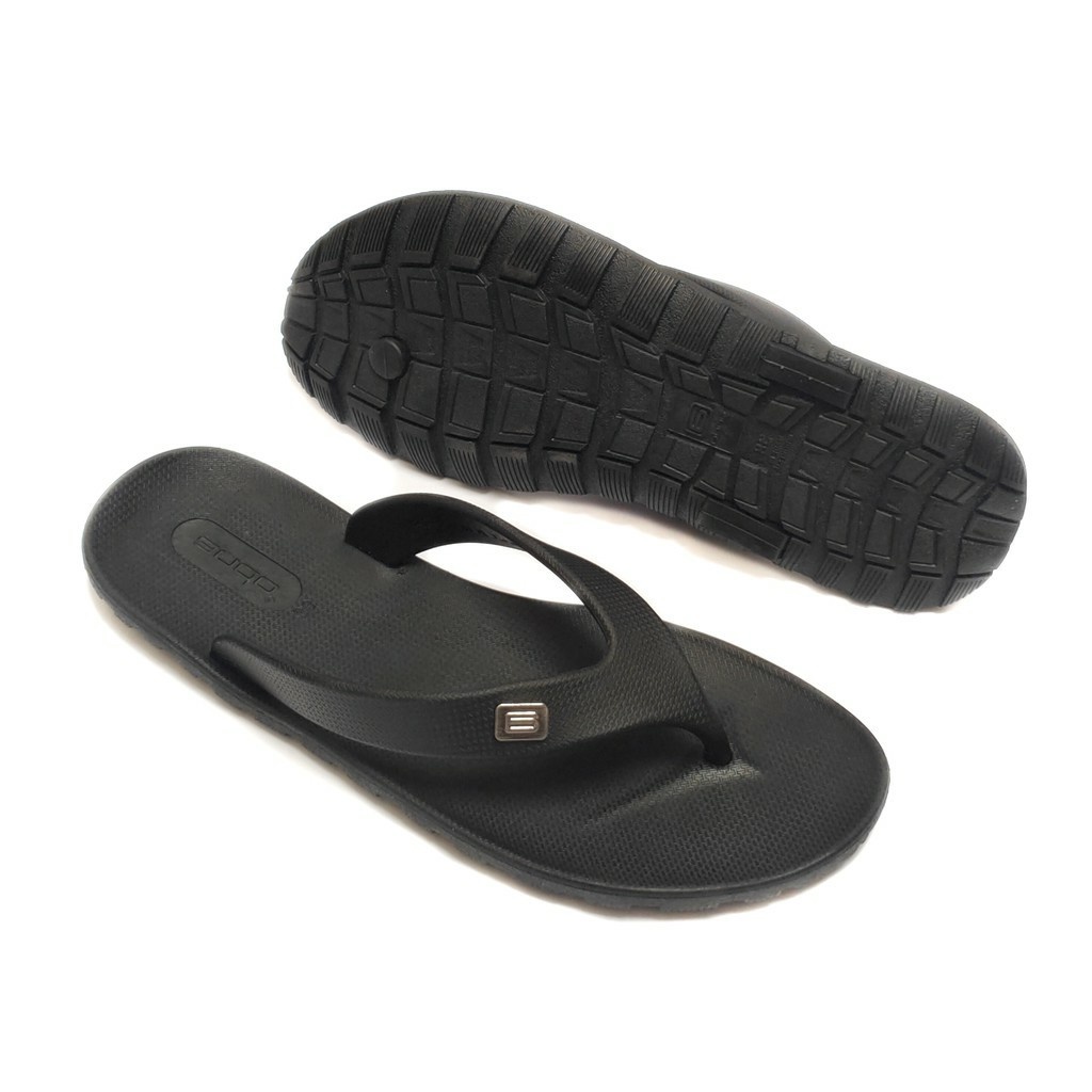 Ando Viral Terbaru 7 Warna Sandal Jepit Pria Sol Karet Anti Slip Ando Original-Hitam/Hitam