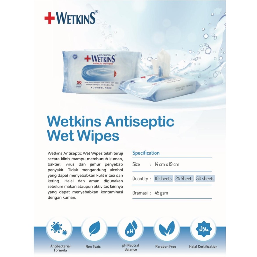 Wetkins Daily Wipes / Tisu Basah 50's Beli 1 Gratis 1 (isi 2 x 50 lembar)