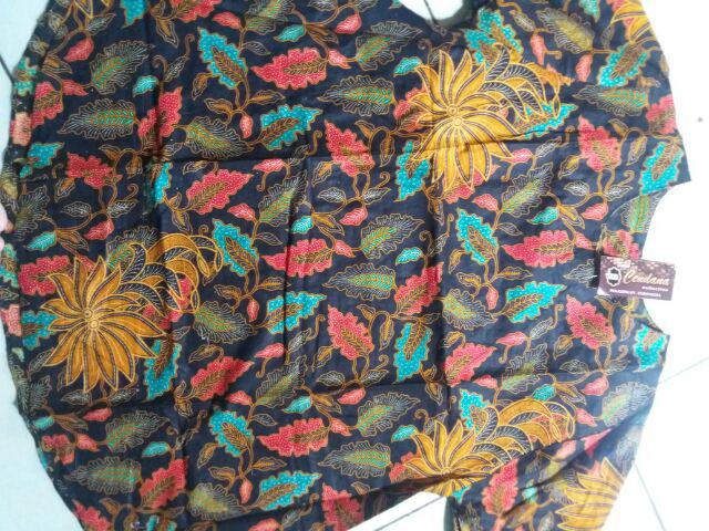 Blus Lonceng Batik Sogan Motif Atasan Bells Modern Lengan Trompet Seragam Kantor Kerja Wanita