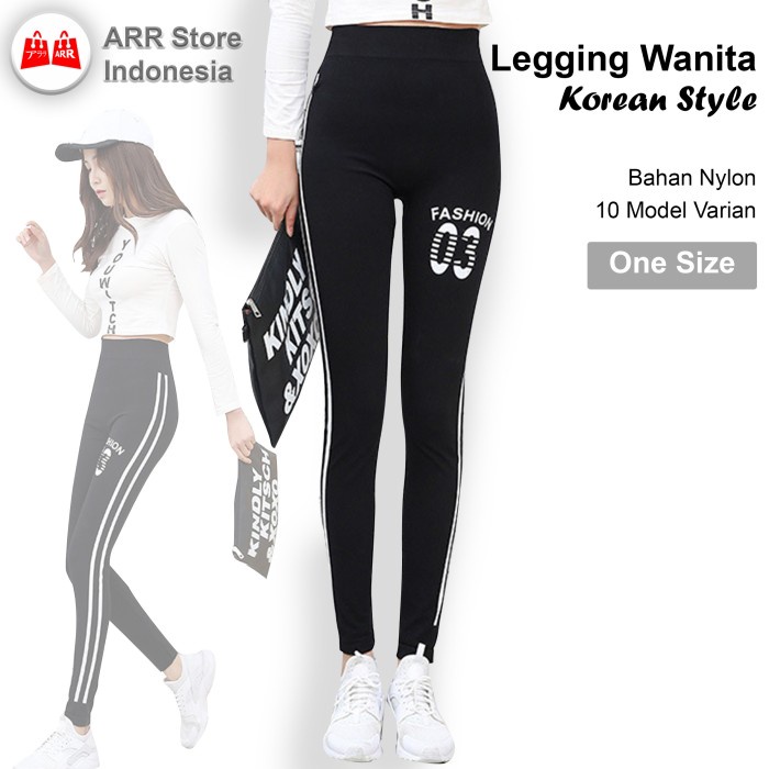 Celana Legging Wanita Panjang Korean Style Bahan Nylon Allsize