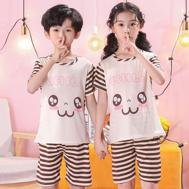 Setelan Baju Anak Couple Import 2-10Thn  Piyama Anak Murah Lengan Pendek