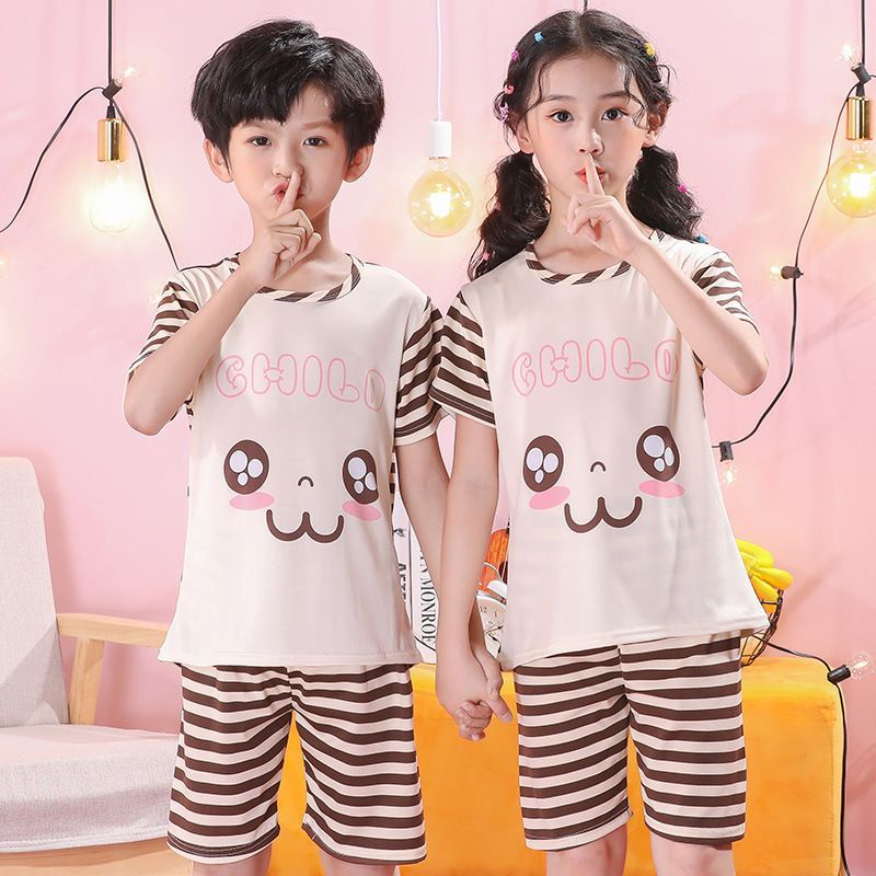 Setelan Baju Anak Couple Import 2-10Thn  Piyama Anak Murah Lengan Pendek