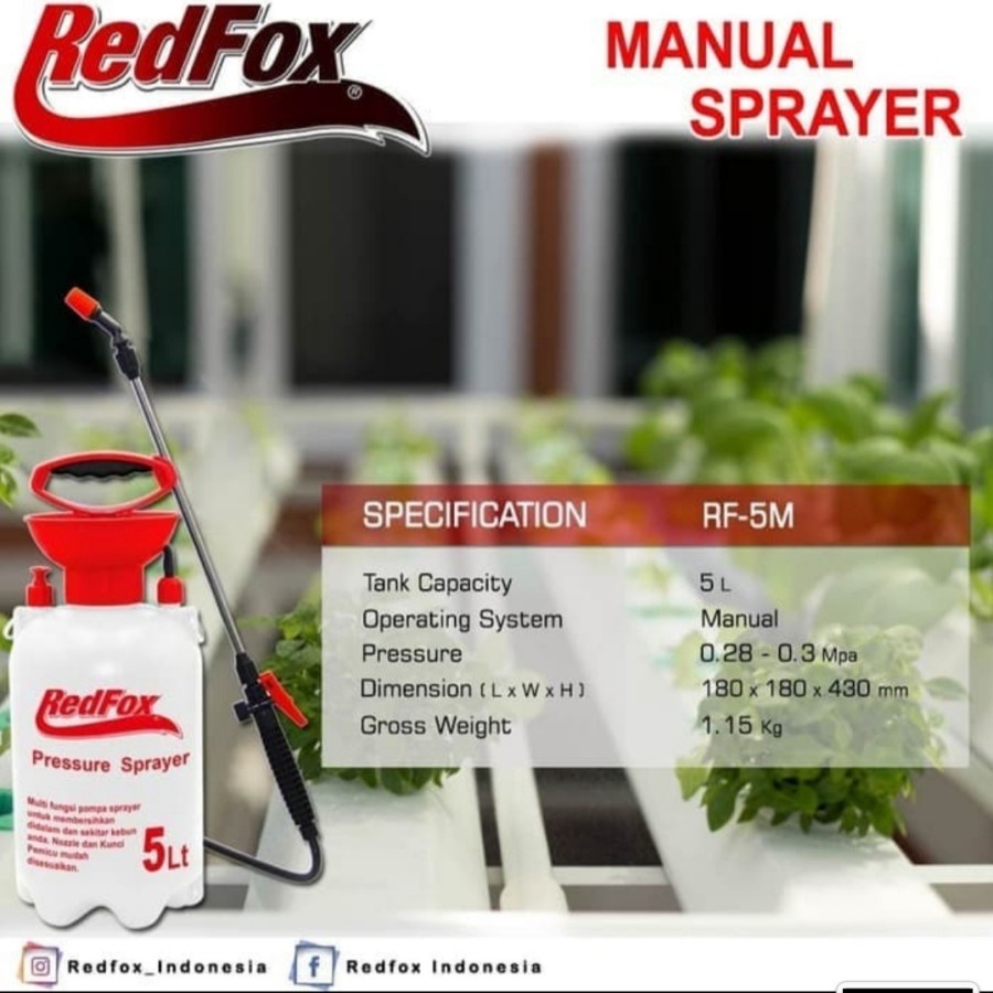 REDFOX RFM5M penyemprot Hama Semportan PRESSURE SPRAYER 5 Liter