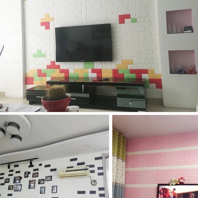 DIY Wall foam Stiker 3D Dekorasi Kamar Rumah / wallpaper Dinding Kamar Tidur batu bata-4