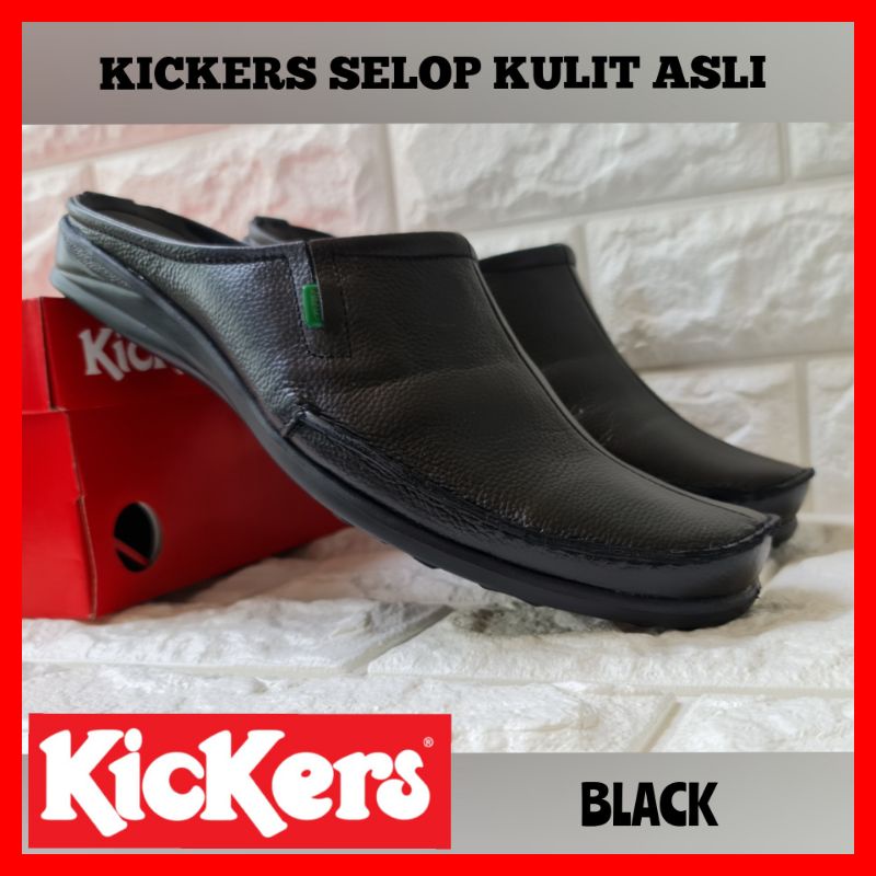 Sandal Selop Kickers Kulit Asli - Sendal Kulit Formal - Sandal Pria Bustong Kickers - Sandal Cowok Wedding Acara Adat