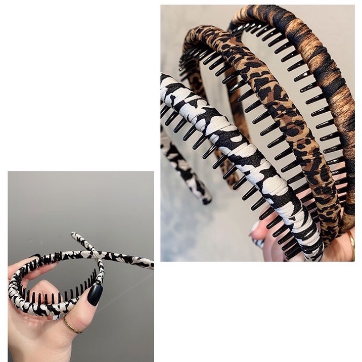 (Hello Girl)B14 Bandana Headband Terbaru Warna Macam Tutul Lebar Non-Slip Wanita Import