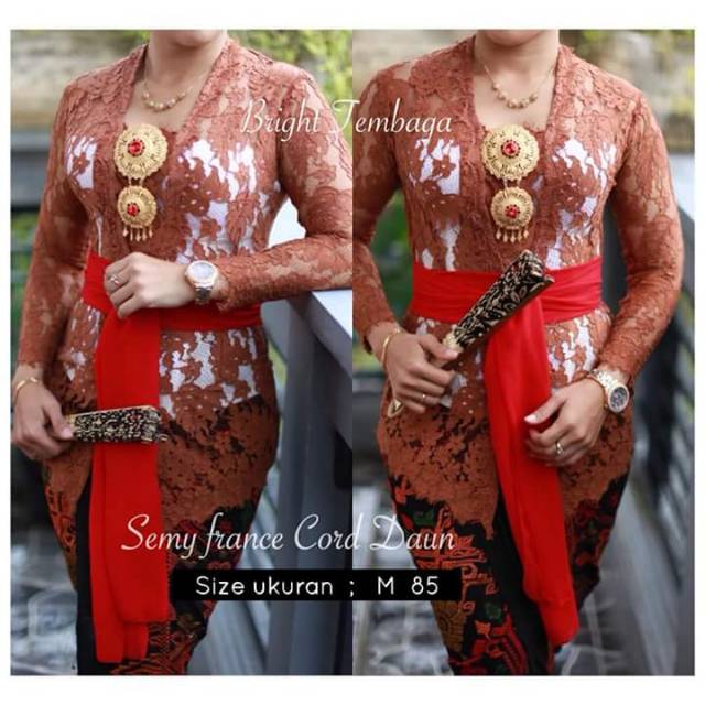 Kebaya Brokat Semi France Cord Daun