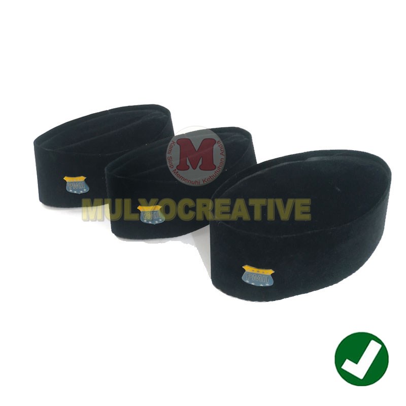 Kopiah Peci Logo PMII Warna Hitam Polos - Songkok PMII