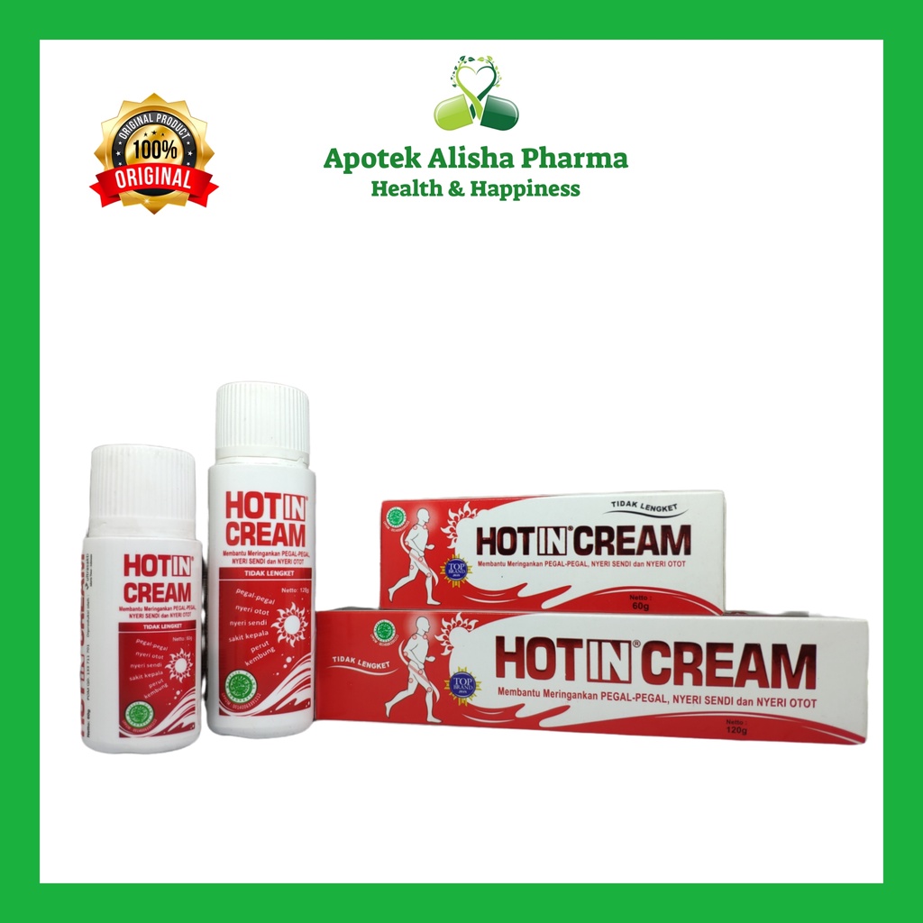 Hot In Cream Botol/Tube 60/120gr-Hotin Cream Putih/Hot In Krim Original Balsem Nyeri Otot/Sendi/Pegal Linu/Hotin krim/Hotin Krem