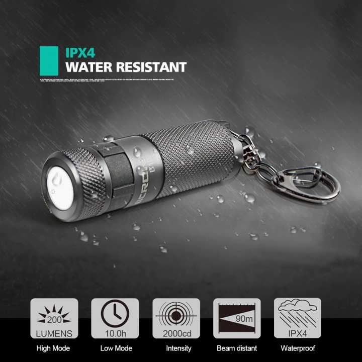 545 NICRON B10 - Mini Rechargeable IPX4 Flash Light - 200 Lumens