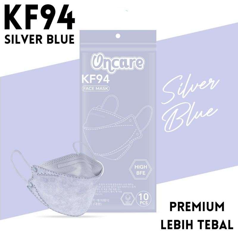 MASKER KF94 ONCARE DEWASA WARNA SILVER BLUE ISI 10PCS MASKER KF94 DEWASA