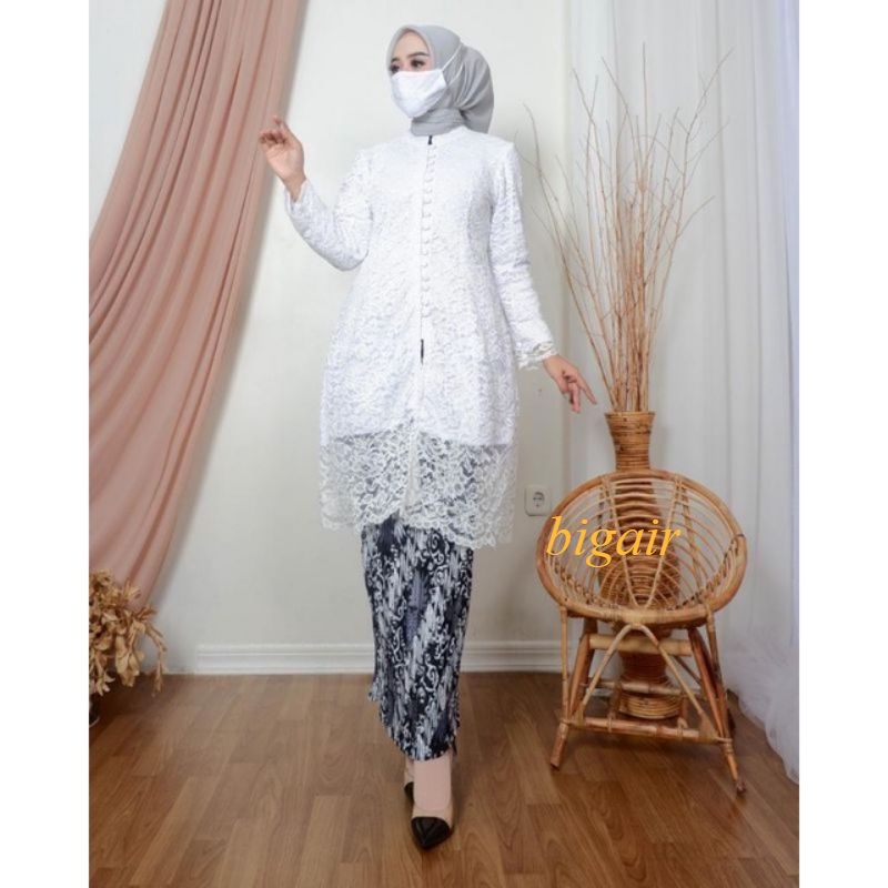 KEBAYA MODERN SETELAN KEBAYA BROKAT KANCING DEPAN/KEBAYA TUNIK BROKAT/KEBAYA PESTA/KEBAYA WISUDA//KEBAYA BROKAT  KANCING SERIBU JUMBO 3L BY BA