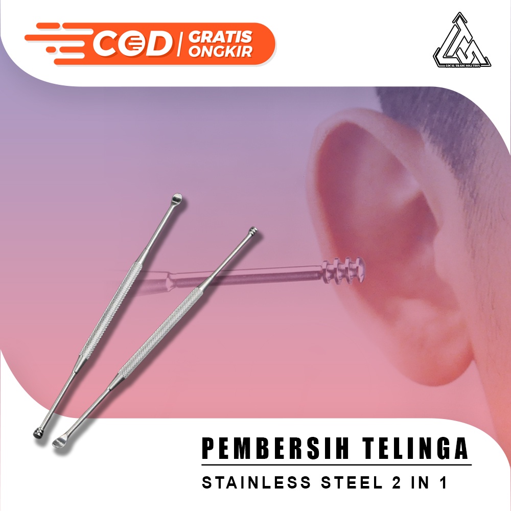 Korek Kuping Pembersih Telinga Stainless Steel 2 in 1 / Pembersih Telinga Spiral