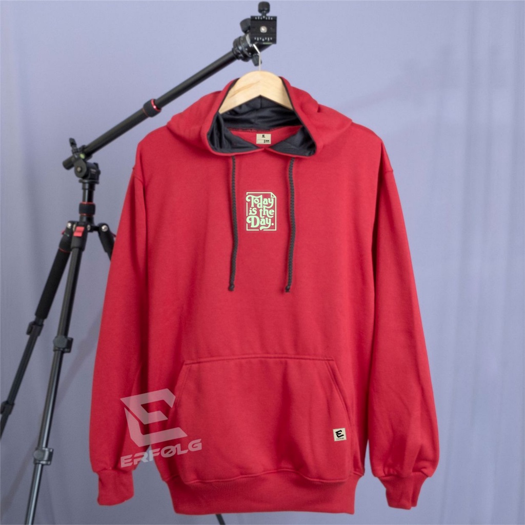 Erfolg Clothing Sweater Hoodie Warna Merah Maroon Pria Wanita Original Glow In The Dark Switer Hudie Oversize Unisex Basic Sablon Today Is The Day Hoddie Jumper Jumbo Jeket Switer Oblong Distro Brand Lokal Pria Dewasa Japan Style Premium