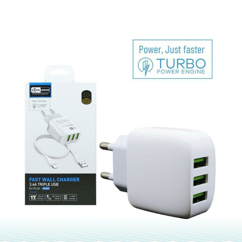 KZ_ Travel Charger / Casan  Micro Excellence 2 /3 Port USB 4A 100% original / fast charging turbo