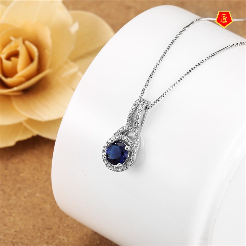 [Ready Stock]Micro Inlaid Blue Zircon Graceful and Fashionable Women's Pendant