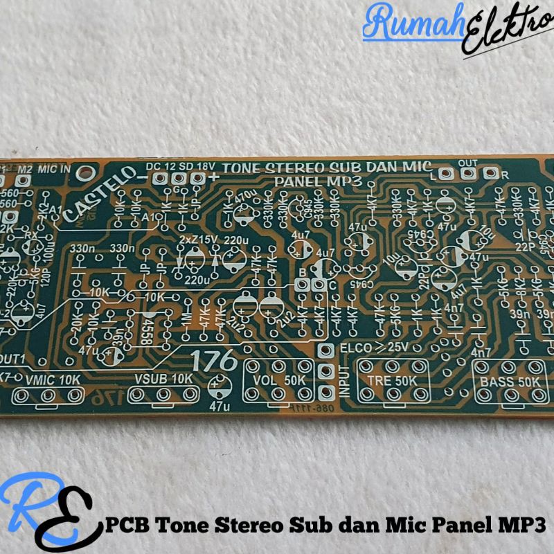 PCB Tone Control Stereo Subwoofer dan Mic