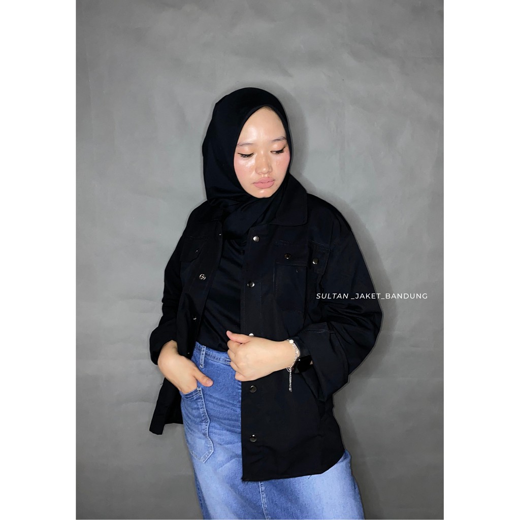 Jaket Semi Parka || Trucker Jacket || Size M - XXL-HITAM