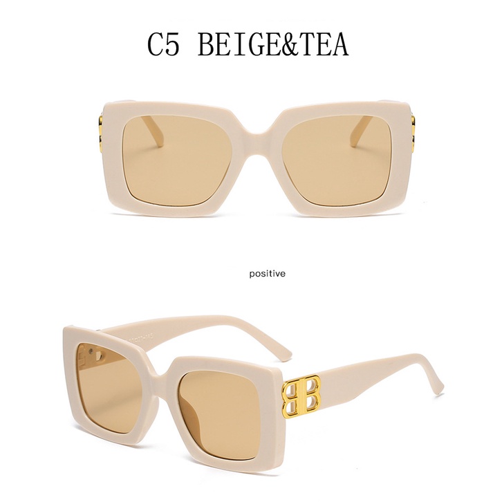 2021 Kacamata Hitam Frame Kotak Besar Gaya Retro Untuk Pria / Wanita