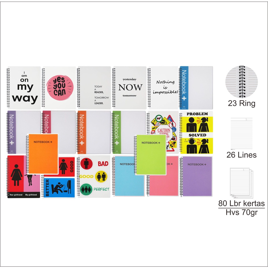 

Notebook Spiral A5 Motif / Buku Tulis Spiral / Notes Spiral / Spiral Notebook TOMEX