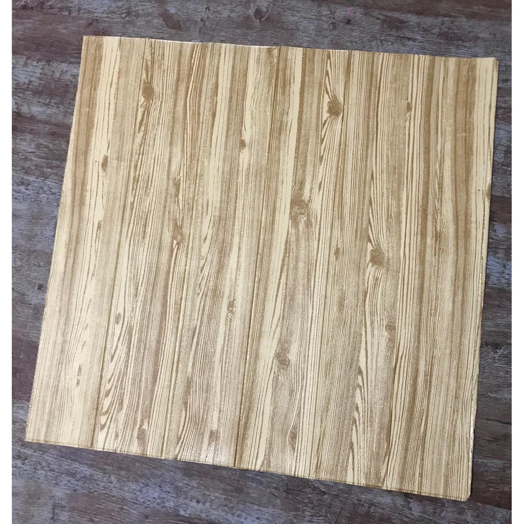 (Wallpaper Bandung) Wallfoam Kayu 70 x 70 cm Tebal 6 mm / foam Kayu Cream / Foam Motif Kayu / Kayu / Stiker Foam / Foam 3d-7