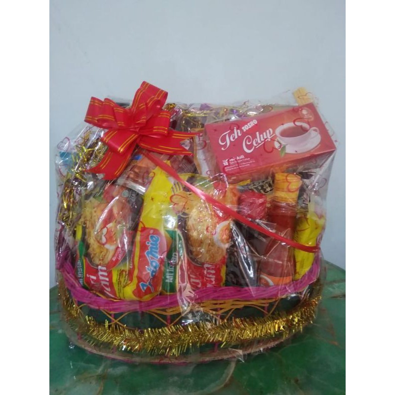 PARCEL SEMBAKO PREMIUM Sembako Dalam Keranjang Hias Untuk Hantaran Pernikahan, Souvenir dan Hadiah