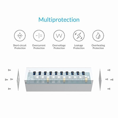 Usb 3.0 hub Orico 10 port Aluminum industrial 5Gbps Bc 1.2 adapter a3h10 - Terminal usb3.0 10 slot adaptor a3-h10