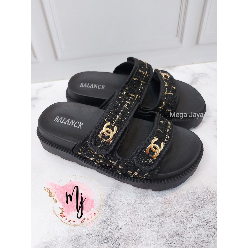 Sandal wedges wanita selop fashion import