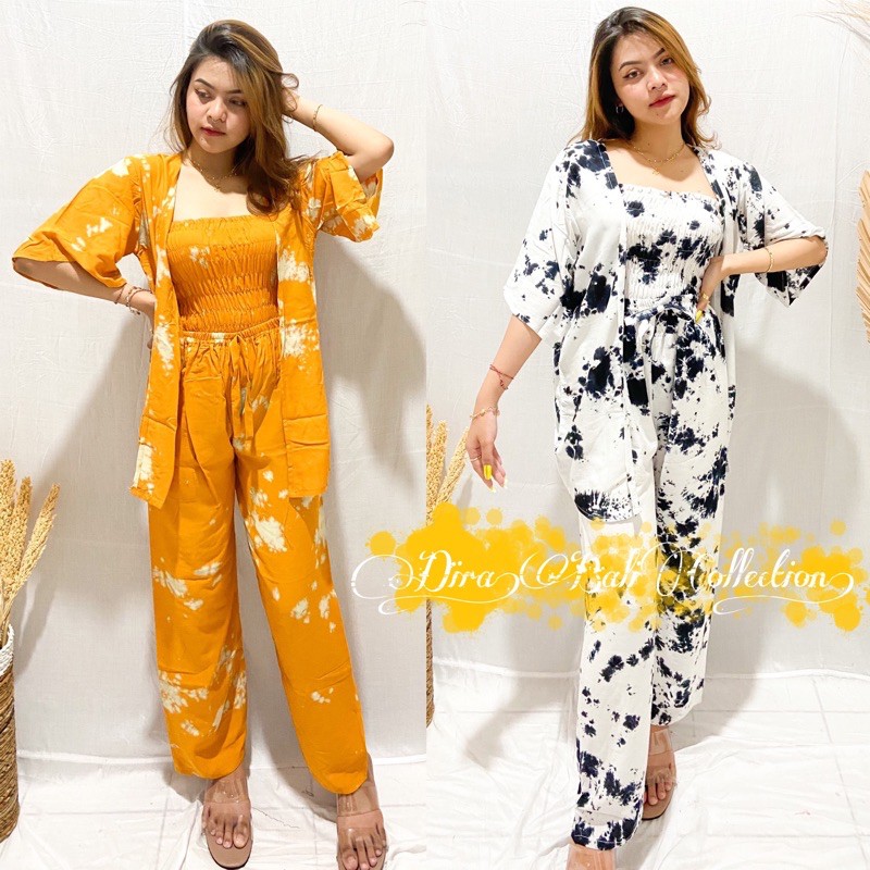 PUSAT FASHION WANITA TERLARIS SETELAN CARDIGAN KEMBEN TIE DIE BALI | VIRAL | KEKINIAN