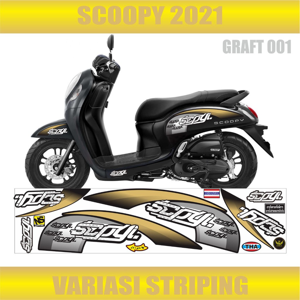 MOTOR VARIASI STICKER SIMPLE SCOOPY STRIPING STICKER  2021 GOLD