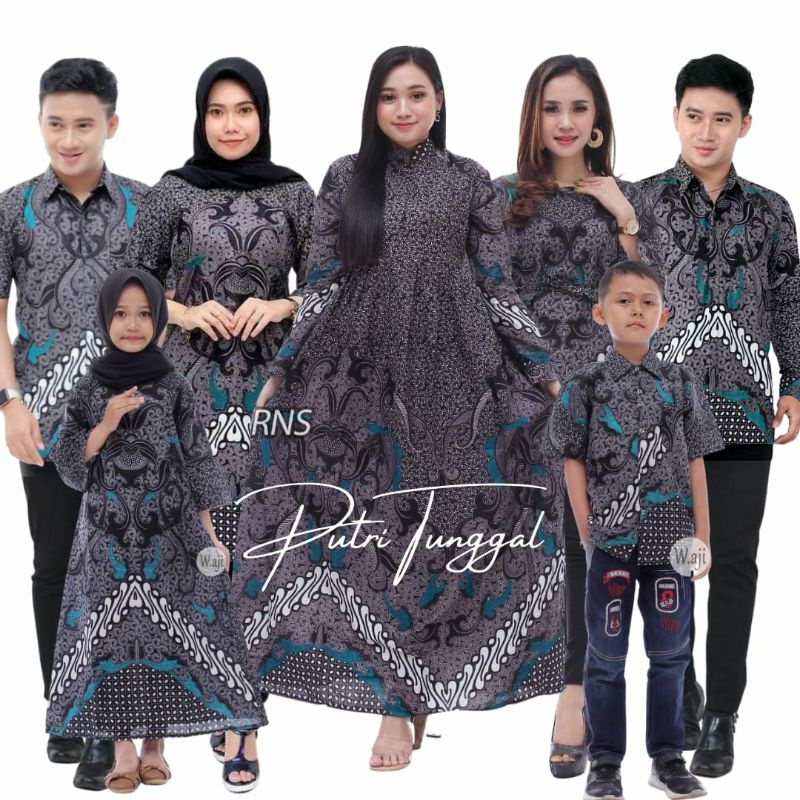 [FREE HIJAB] Batik couple keluarga sarimbit batik modern terbaru motif DIMENSI ABU