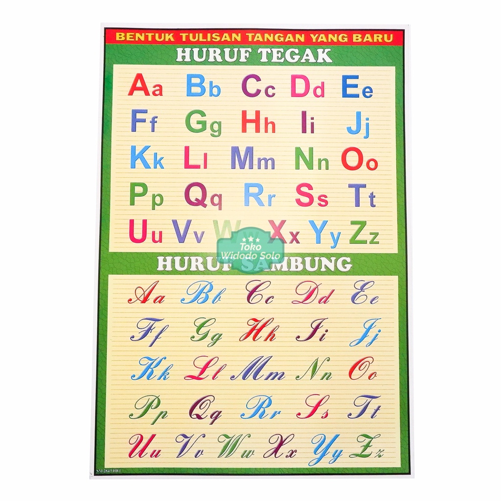 Jual Poster Edukasi Huruf Tegak Dan Sambung 35x50cm 1 Lembar Shopee