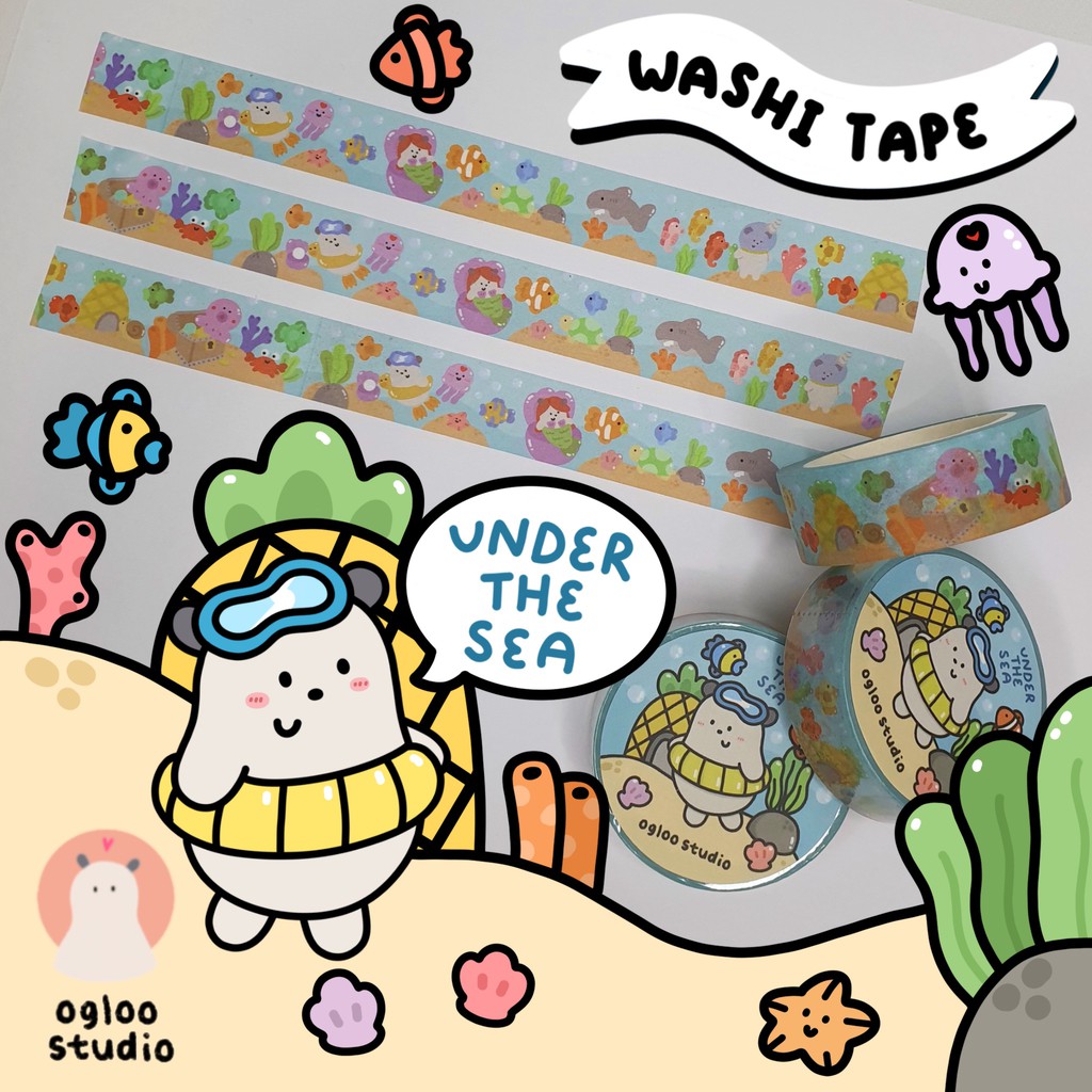 Washi tape/selotip bahan Kertas /Lucu Korea/solasi diy label perekat - UNDER THE SEA OGLOO STUDIO
