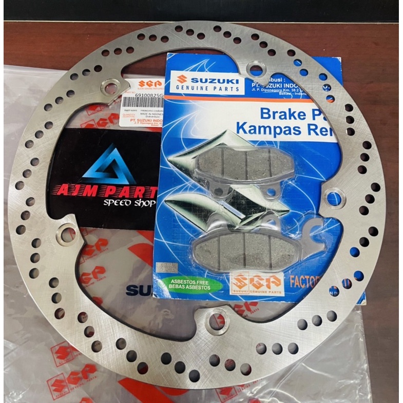 Piringan cakram depan + kampas rem satria fu 150 shogun sp 125 ori