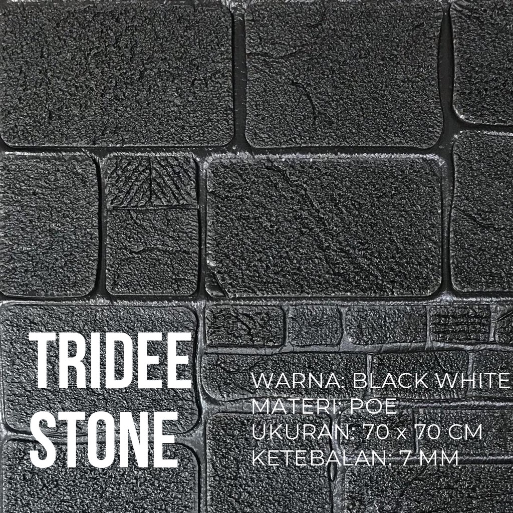 Wallpaper Foam 3D Motif Batu Hitam Putih 7MM|TRIDEE STONE BLACK WHITE