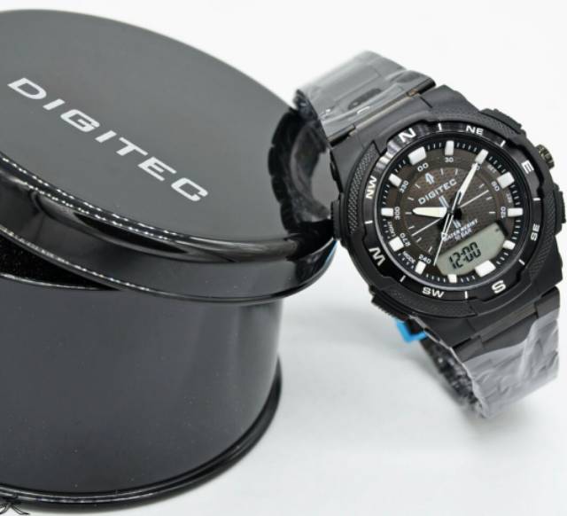 Jam Tangan Pria Digitec Original Rantai Dual Time Water Resist