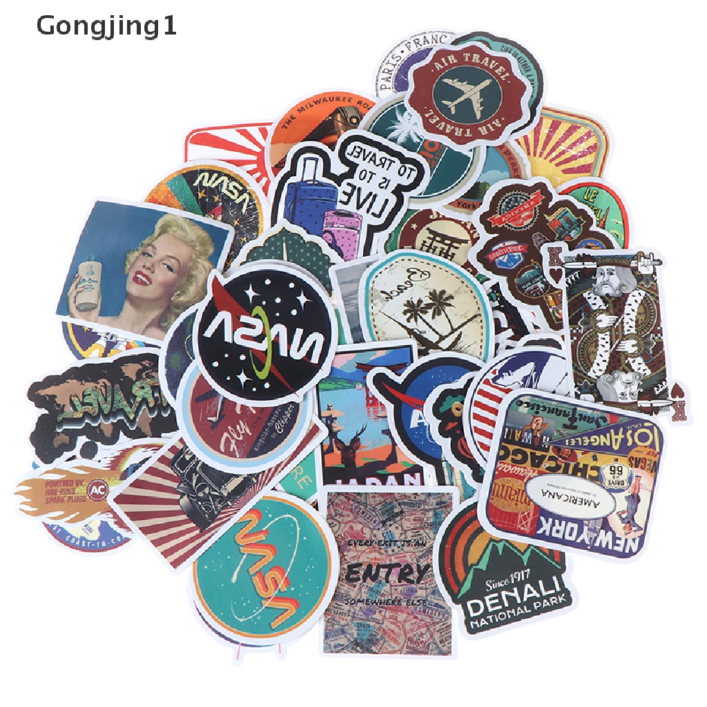 Gongjing1 50Pcs Stiker Fantasi Warna Warni Untuk Scrapbook / Koper / Laptop / Gitar