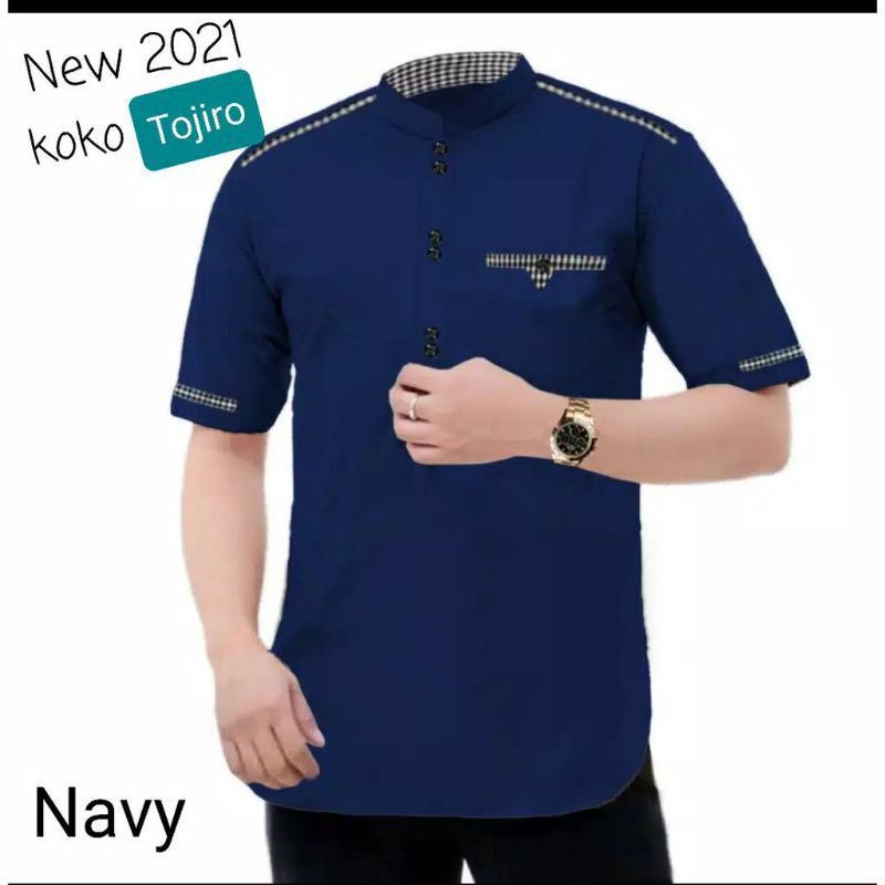 Baju Koko Kurta Dewasa Lengan Pendek Material Catton Adem Serap Keringat-NEVI(TOJIRO)