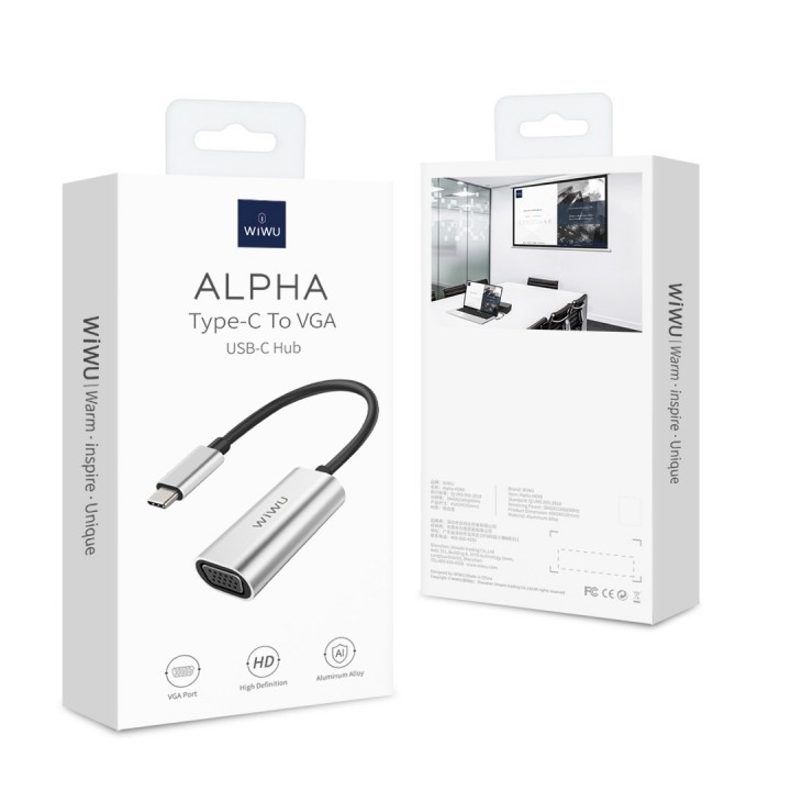 WIWU ALPHA VGA - Hub Adapter USB-C to 2K VGA Connector Cable