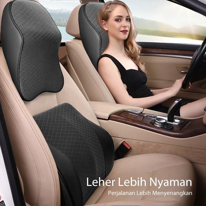 Bantal Mobil - Headrest - Bantal Leher Mobil Ergonomis 3D Memory Foam Lumbar Bantal leher - bantal punggung memory foam