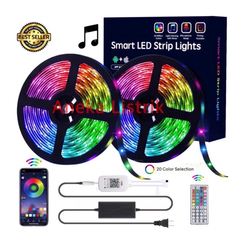 LAMPU LED STRIP RGB REMOTE 5050 10M SENSOR HP 5050 10METER / LED SENSOR SUARA LED IRAMA MUSIK