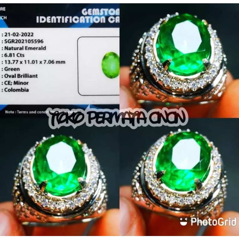 Batu permata natural zamrud colombia+memo
